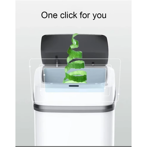 Automatic Sensor Trash Can Smart Touchless White Kitchen Bathroom Waterproof 13L Electric Garbage With Lid Rubbish Bins