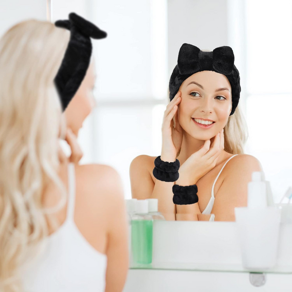 Plush Bow Headband Black Women's Soft Hair Accessory Headbands