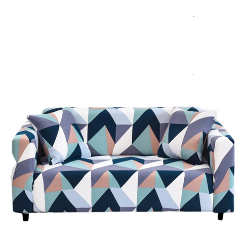 4 Seater Sofa Cover Blue White Geometric Style Protection For Living Room Slipcover Slipcovers