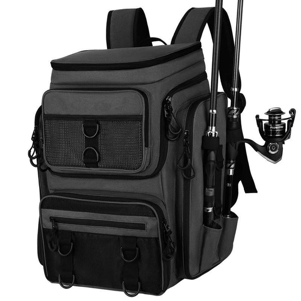 Fishing Backpack With Rod Holder Tackle Organizer Box & Hiking Storage Rod Rests & Holders