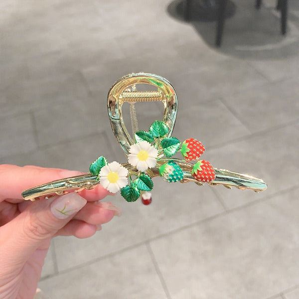 Sweetheart Dripping Oil Colourful Strawberry Shark Clip Alloy Hair Accessory Hair Accessories