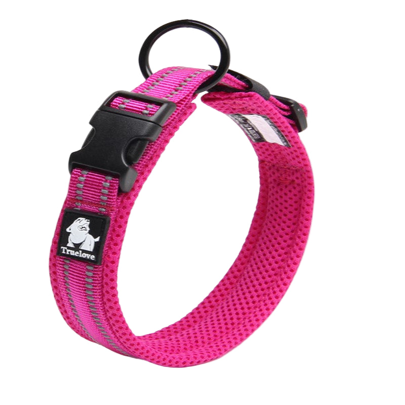 True Love Heavy Duty Reflective Dog Collar Pink S Dog Collars