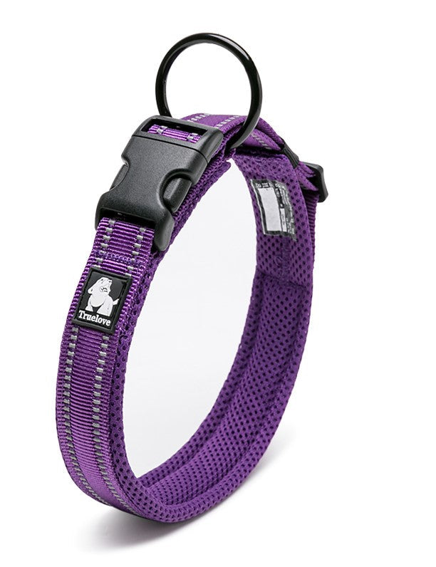 True Love Heavy Duty Reflective Dog Collar Purple M Dog Collars