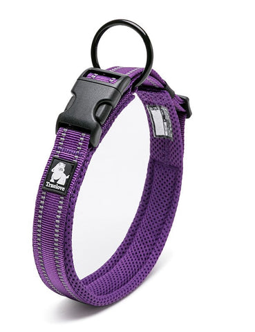 True Love Heavy Duty Reflective Dog Collar Purple M Dog Collars