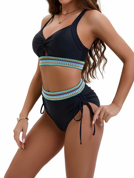 High Waisted Adjustable String Bikini Set For Women Swimwear