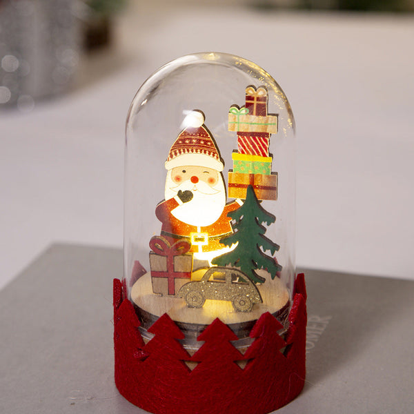 Christmas Decoration Led Wooden Figurine Cartoon Santa And Reindeer Window Display Seasonal Decorations