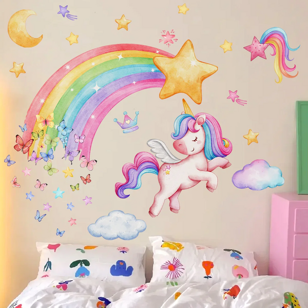 Wall Stickers For Children Girl Kids Room Pony Rainbow Wallpaper Bedroom Wall Decals & Stickers