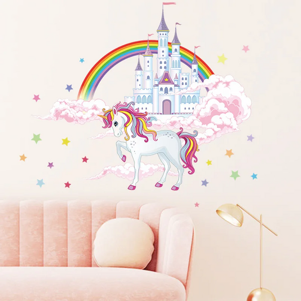 Wall Stickers For Children Girl Kids Room Pony Rainbow Wallpaper Bedroom Wall Decals & Stickers