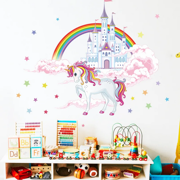 Wall Stickers For Children Girl Kids Room Pony Rainbow Wallpaper Bedroom Wall Decals & Stickers