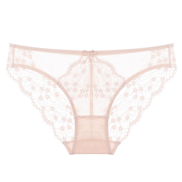 French Style  Lace Briefs Ultra Thin Breathable Plus Size Women's Thong Underwear Low Waist Butt Lifting Panties