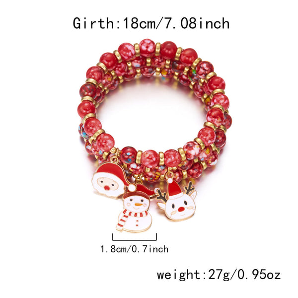 Creative Colorful Santa Claus Snowman Reindeer Beaded Stackable Bracelet Fashion Gift Bracelets