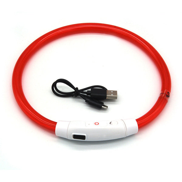 Led Fiber Optic Dog Collar Multi Color Pvc Usb Rechargeable Night Safety (S/M/L Sizes) Dog Collars