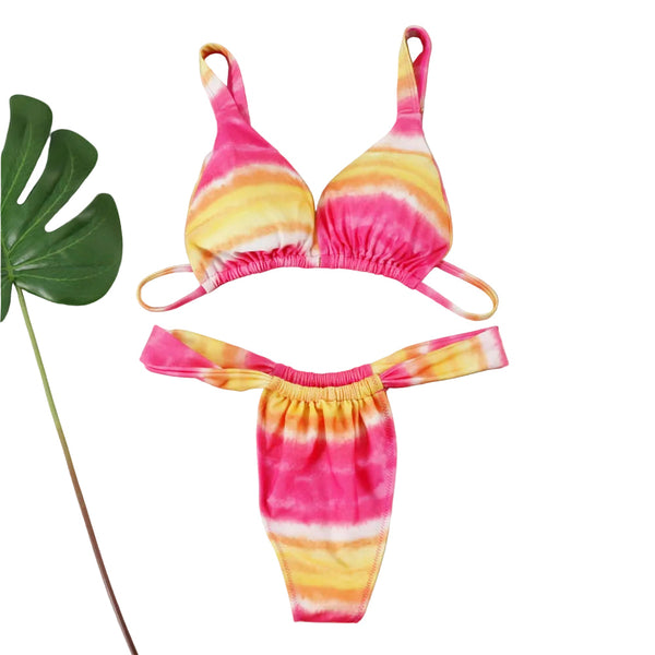 Bikini  Split Swimsuit With Lace Up Printed Women's Swimwear