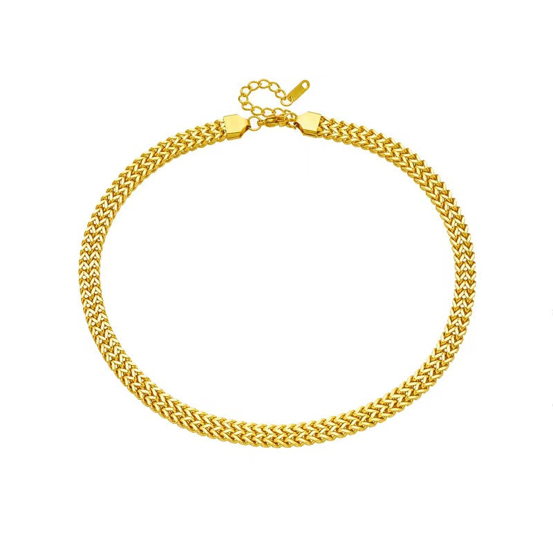 Veile Studios 316L Stainless Steel Gold Colour Thick Chain Choker Necklace For Women Punk Jewelry Necklaces & Pendants