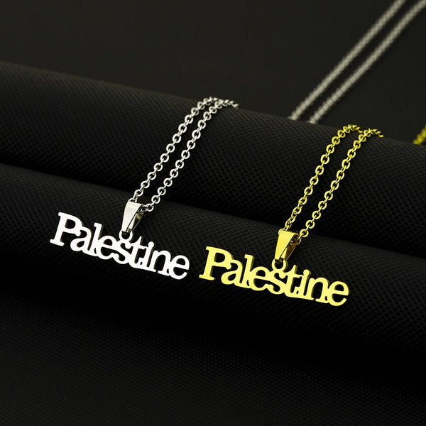 Veile Studios Stainless Steel Palestine Letter Pendant Necklace Fashion Geometric Couple Accessories For Men And Women Necklaces & Pendants
