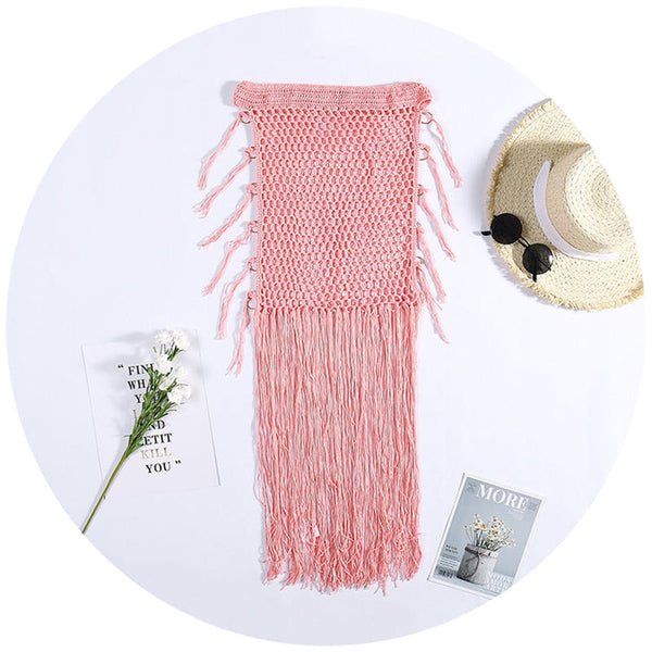 And American Fake Sunscreen Hand Hook Woven Hip Skirt With Hollowed Out Long Tassels Skirts