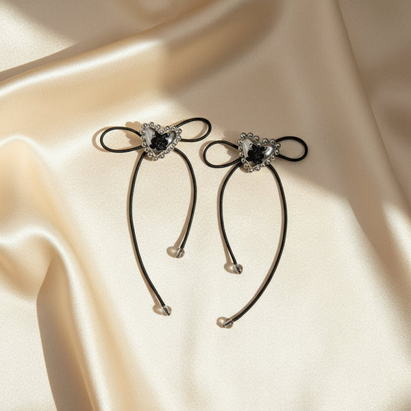 Stainless Steel Wax Rope Heart Earrings