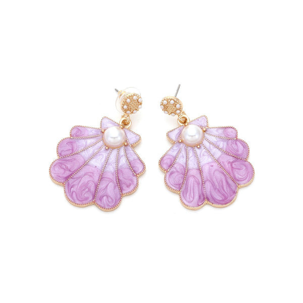 Veile Studios And American Fashion Gradient Alloy Drip Oil Shell Earrings