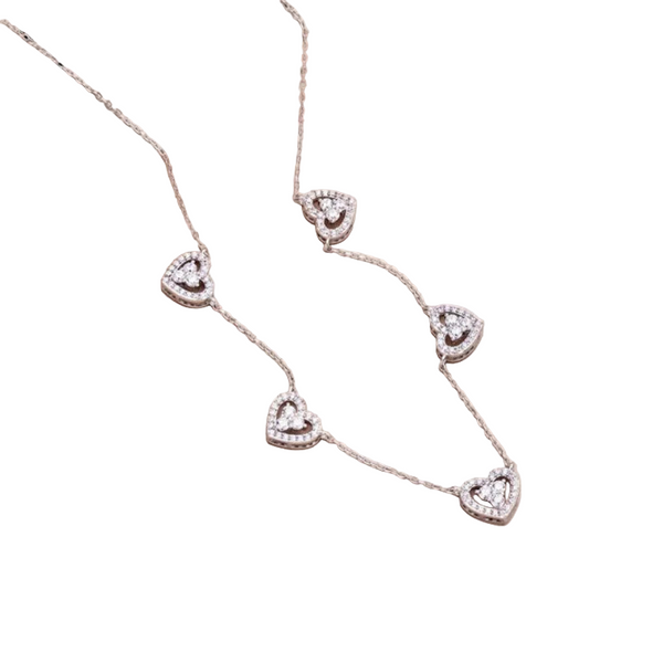 True S925 Silver Heart Necklace Women Rainbow Charm Pendant Female Luxury Jewelry Sparkling 5A Zircon Girl Gift Necklaces & Pendants