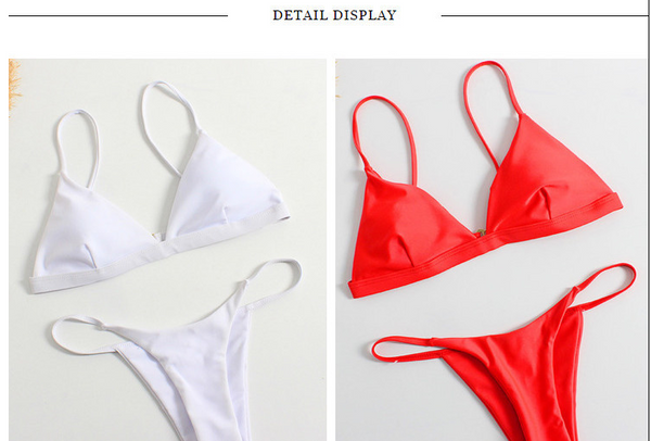 2 Piece Fashionable  Bikini Women Split Solid Color Swimsuit Swimwear