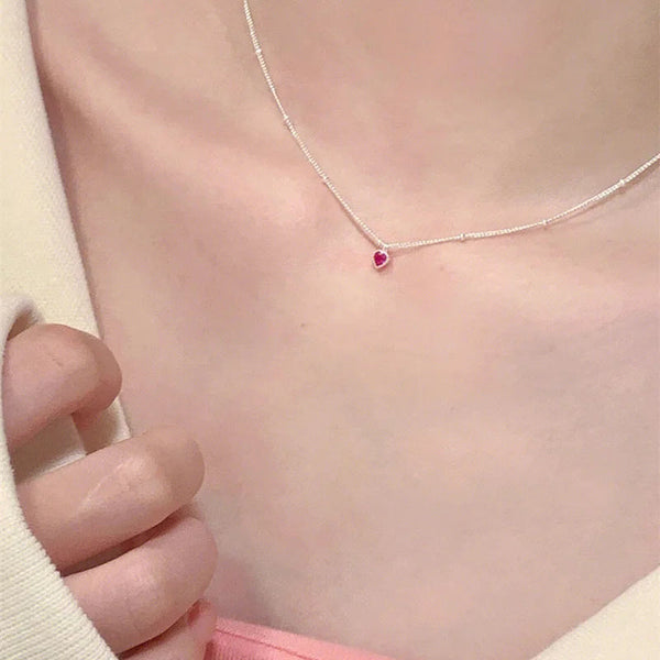 925 Sterling Silver Zircon Heart Interlocking Necklaces For Women Luxury Quality Jewelry Gift Female Necklaces & Pendants