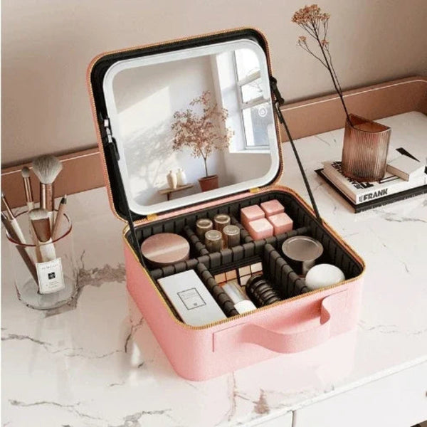 Light Up Box Vanity Organizer Portable Makeup Bag Mirror With Led Makeup Bags & Cases