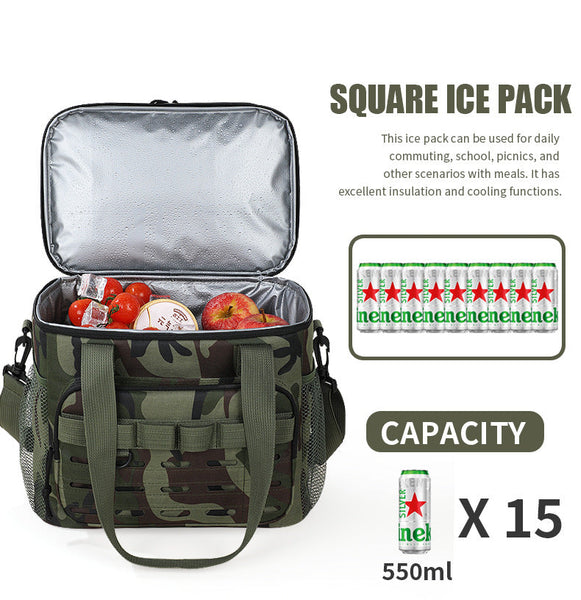 Outdoor Double Layer Cooler Bag With Camouflage Design Large Capacity Shoulder Tote For Picnics And Food Delivery Ice Chests & Coolers