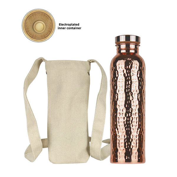 800Ml Copper Hammer Pattern Water Bottle: Leakproof For Sports/Outdoor/Cycling/Gym/Fitness/Travel Water Bottles & Vacuum Flasks