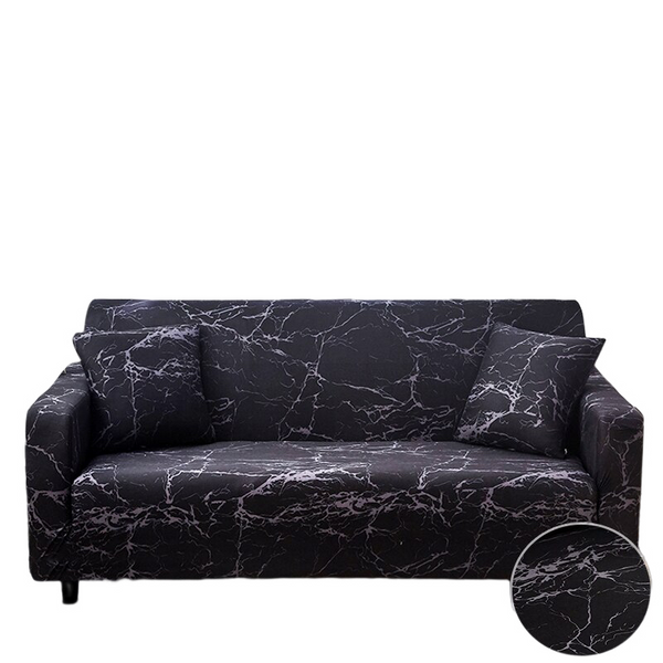 4 Seater Sofa Cover Marble Black Style Elastic Stretchable Slipcover Garden Slipcovers