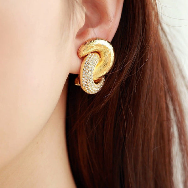 Veile Studios Sparkling Diamond Gold Entangled Knot Jewelry New Fashion Accessories Earrings