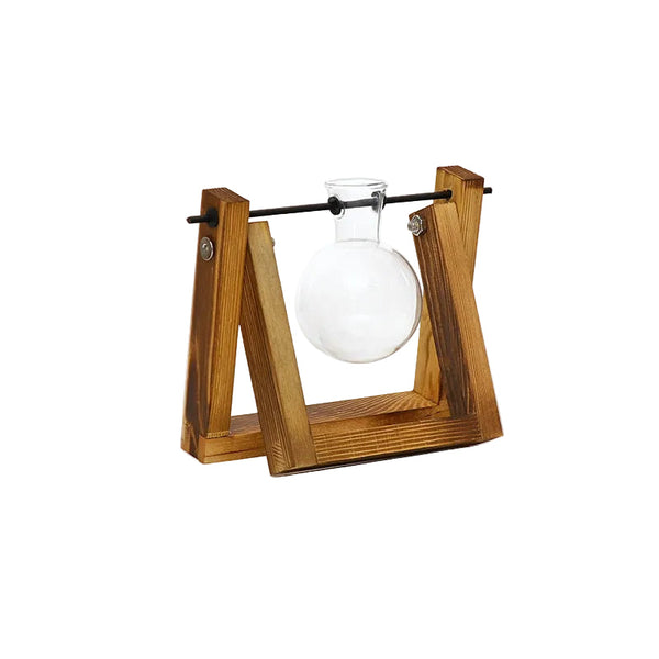 Plant Transparent Wooden Frame Vase Desktop Ornament Container Vases