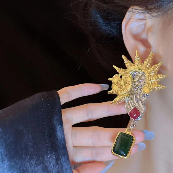 Veile Studios Gold Glazed For Women With Exaggerated Personality And Asymmetrical Design Earrings