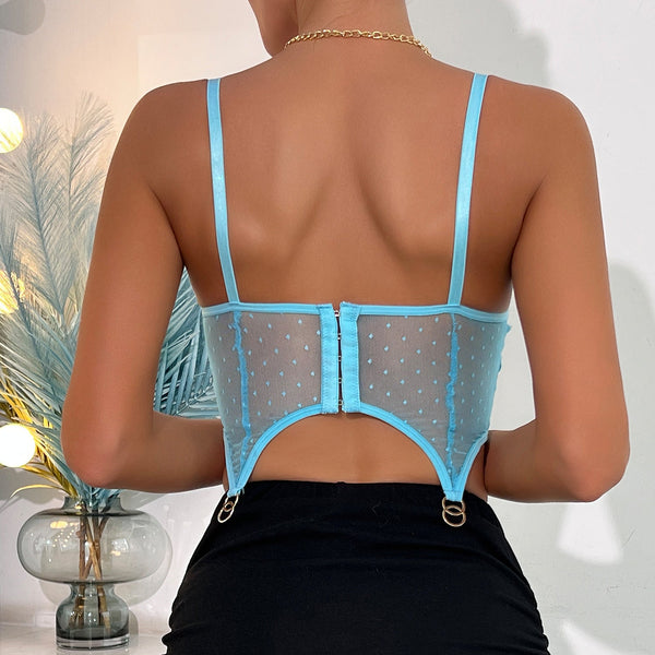 Women's Versatile Fresh Top Color Block Floral Embroidery Chest Lining Short Crop Tank Tops