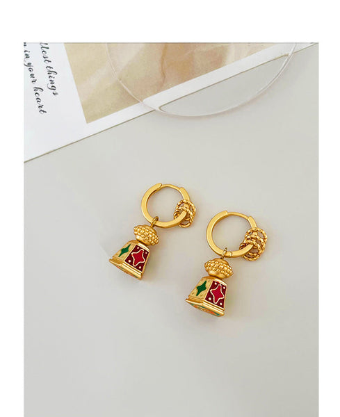 Chinese Style Retro Enamel Oil Drip For Women Unique Design Elegant And Chic Luxury Vintage Jewelry Earrings