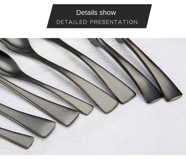 Portugal Titanium Black Stainless Steel Western Cutlery Set For Hotel And Restaurant Knife Fork Spoon Suite Factory Wholesale Cutlery Sets