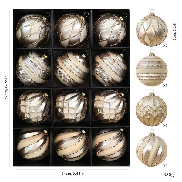 Hand Painted Christmas Ball Decorations 8Cm/12Pcs Matte Balls Tree Ornaments Seasonal Decorations