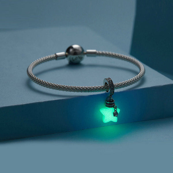 Veile Studios Silver Charm Star Wishing Bottle Pendant Luminous Stone S925 Bracelet Beads Bracelets