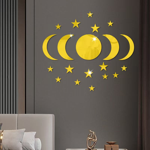 Acrylic Star Moon Shape Wall Sticker Lenses For Decoration In Living Rooms Bedrooms Wall Stickers