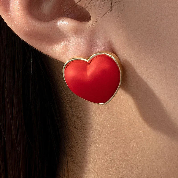 Veile Studios 3D Red Heart Shaped Love Personalized Jewelry For Special Occasions Earrings