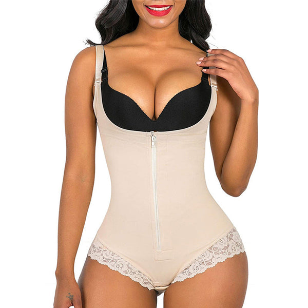Tight Fitting One Piece Triangular Zipper Shapewear