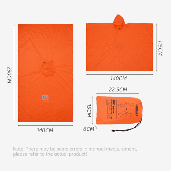 3 In 1 Waterproof Rain Poncho For Outdoor Use: Motorcycle Camping Hiking & Travel Raincoats
