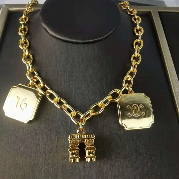 Veile Studios Triumphal Arch Embossed Brand High Grade Thick Chain Necklace Bracelet Bracelets