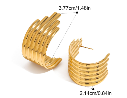 Veile Studios 18K Gold Plated Stainless Steel Ribbed Earrings