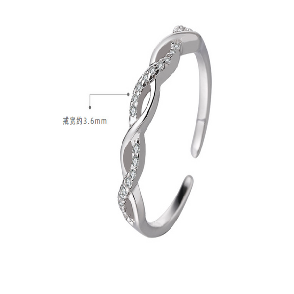 S925 Sterling Silver Micro Pave Flash Diamond Twisted Rope Ring For Women Ins Inspired Korean Style Unique Design Hollow Open Rings