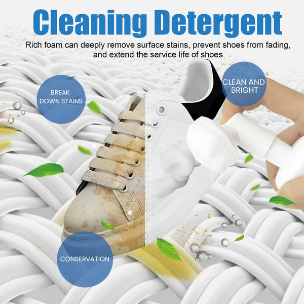 Water Free Foam Sneakers Cleaning Kit, Small White Shoes Sneakers Decontaminating Brightening White Cleaning Multi Functional Yellow Cleaner Cleaning