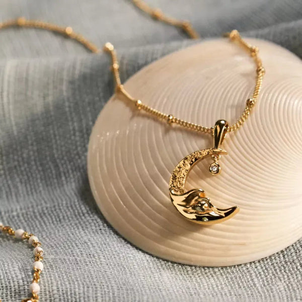 18K Gold Plated Moon Pendant Necklace Necklaces & Pendants