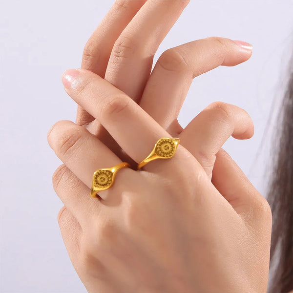 18K Gold Plated Sun Ring Rings