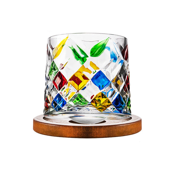 Hand Drawn Rotating Glass Cups Multiple Purpose Whiskey Glasses Glassware & Drinkware