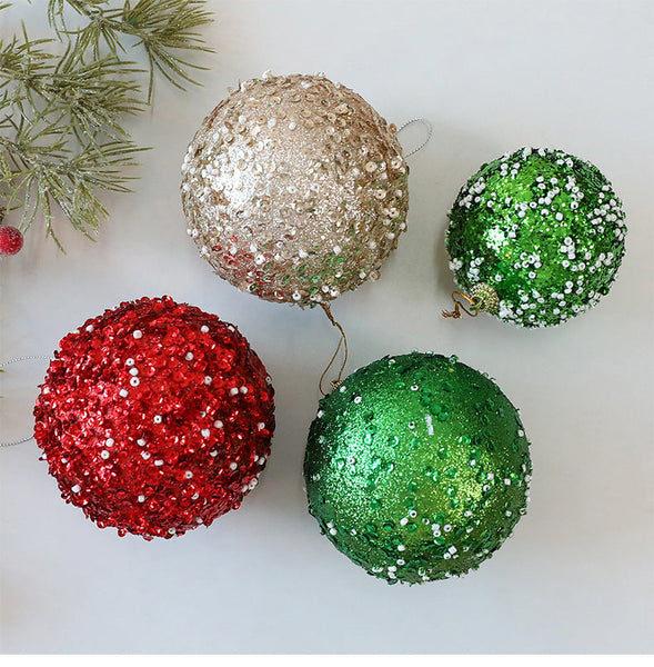 Christmas Tree Ornament 10Cm Pearl Sequin Foam Ball Decorative Hanging Window Decoration Seasonal Decorations