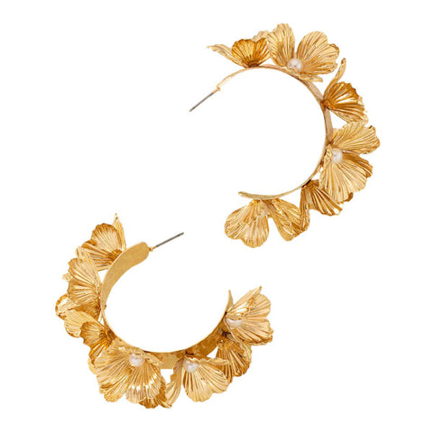 Veile Studios Multi Layered Flower C Shaped Alloy Baked Paint Fashion Accessories Earrings